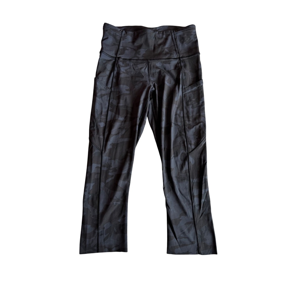Lululemon Fast and Free High-Rise Crop 19 Nulux Camo Leggings Grey‎ Black Size 4